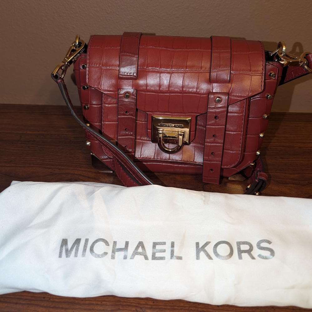 Michael Kors Red Leather Crossbody Bag